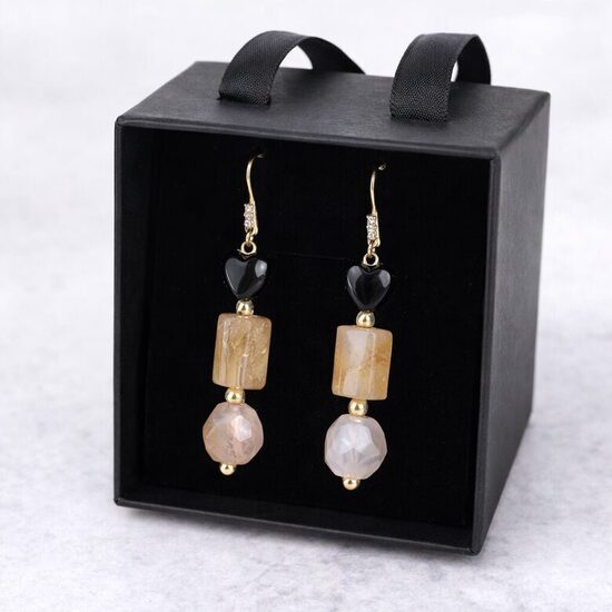 Eleganta dāvanu kastīte auskariem 7,87 x 7,87 x 3,05 cm, melna